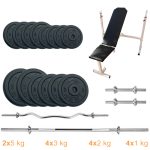 Лава для жиму з набором штанга + гантелі металеві Newt Gym Set-SKHW Home 50 кг