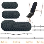 Лава для жиму з набором штанг + гантелі металеві Newt Gym Set-SKHW Home 84 кг