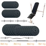 Скамья для жима с набором штанг + гантели металлические Newt Gym Set-SKHW Home 94 кг