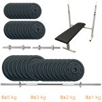 Лавка для жиму горизонтальна з набором штанга + гантелі металеві Newt Stadard Set-STH Home 89 кг